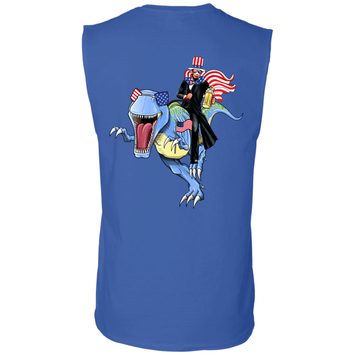 Military T-Shirt "Lincoln Dinosaur Beer Merica Flag Back"-TShirt-General-Veterans Nation