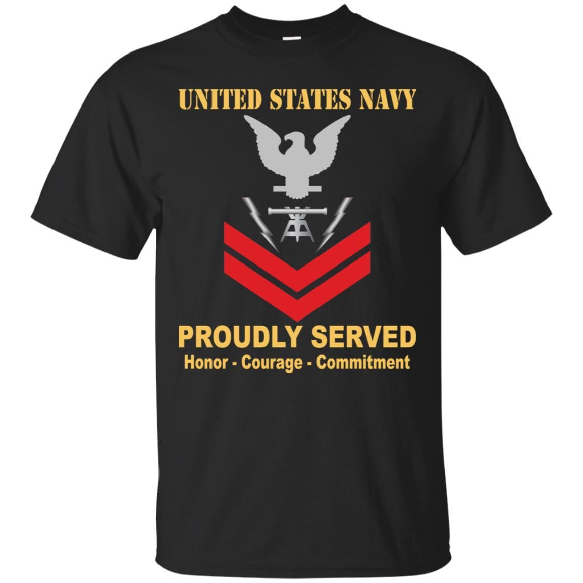 Navy Fire Controlman Navy FC E-5 Rating Badges Proudly Served T-Shirt For Men On Front-TShirt-Navy-Veterans Nation