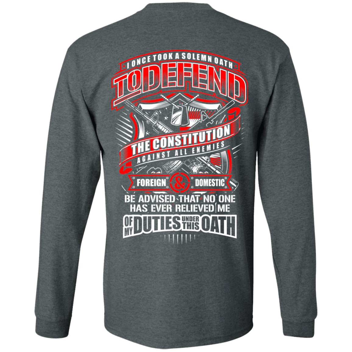 Military T-Shirt "My Oath To Defend The Constitution Veteran" Men Back-TShirt-General-Veterans Nation