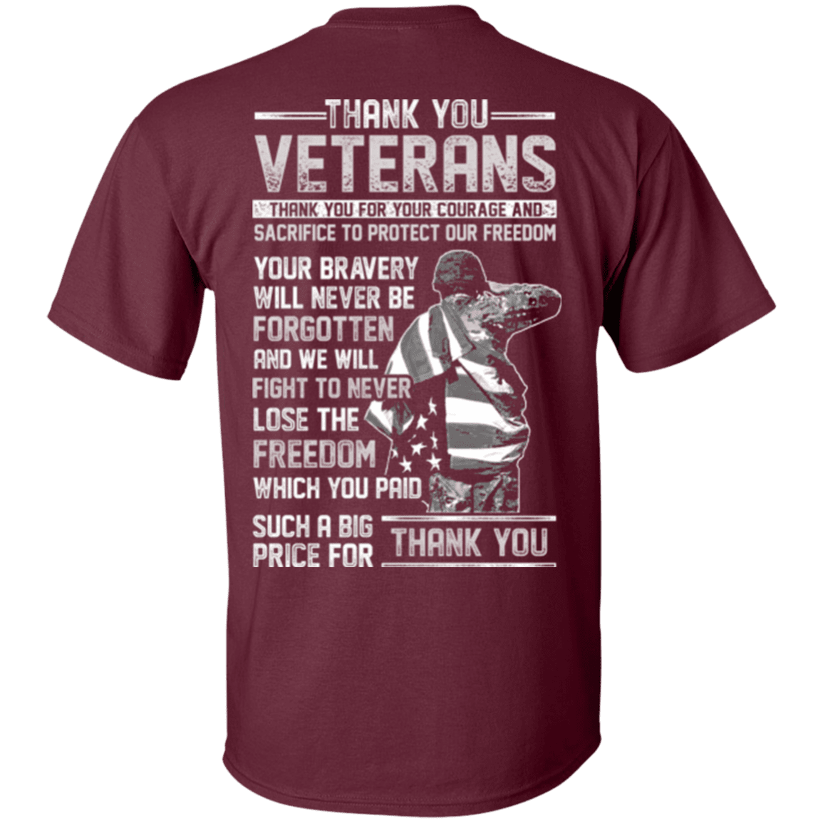 Military T-Shirt "Thank You Veterans" - Men Back-TShirt-General-Veterans Nation