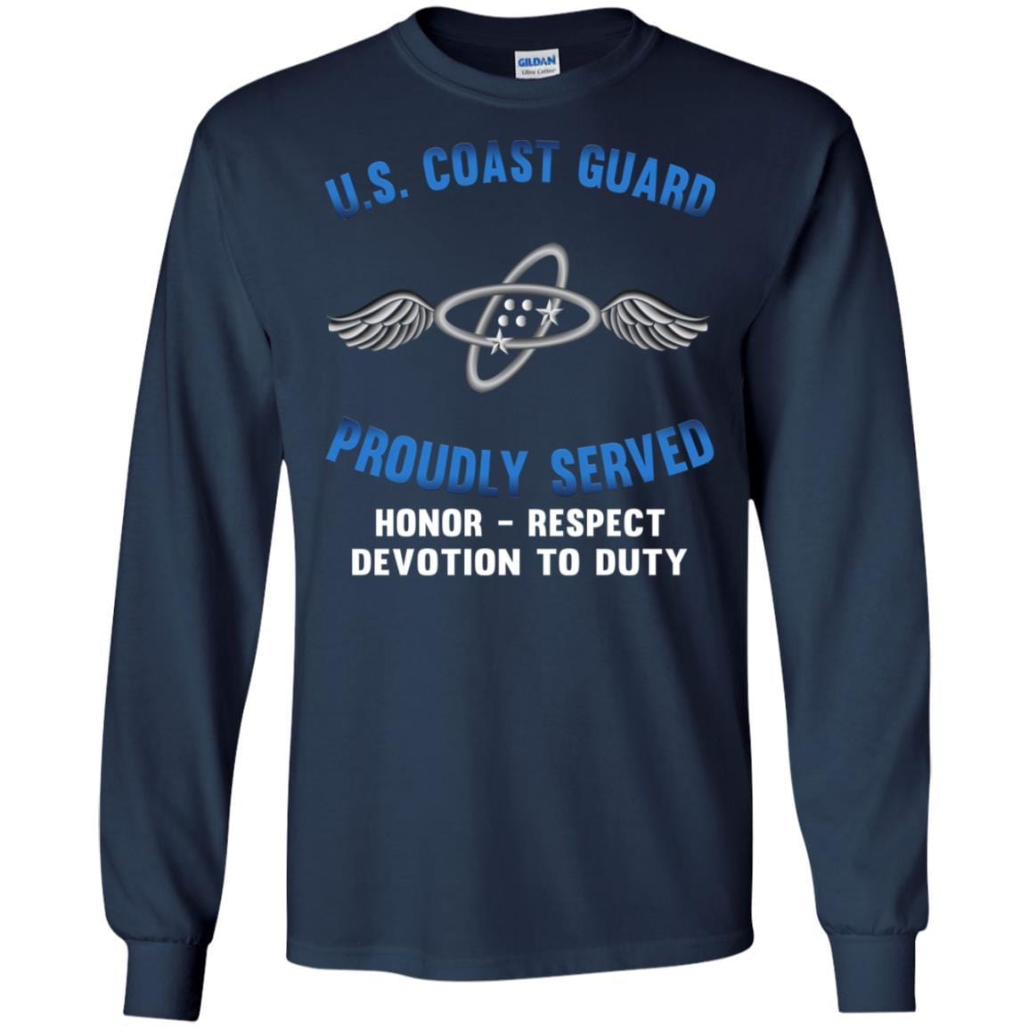 US Coast Guard Aviation Electronics Technician AET Logo Proudly Served T-Shirt For Men On Front-TShirt-USCG-Veterans Nation