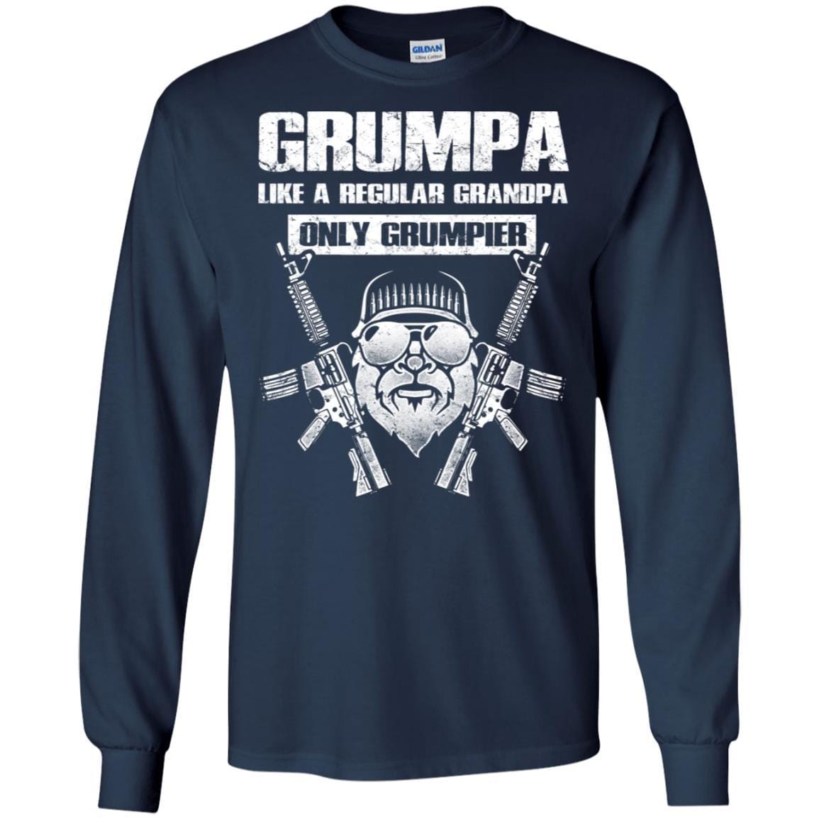 Military T-Shirt "GRUMPA LIKE A REGULAR GRANDPA ONLY GRUMPIER On" Front-TShirt-General-Veterans Nation