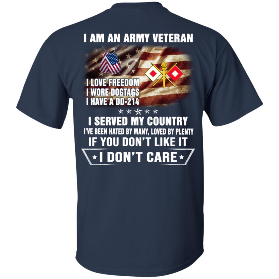 T-Shirt "I Am An Army Signal Corps Veteran" On Back-TShirt-Army-Veterans Nation