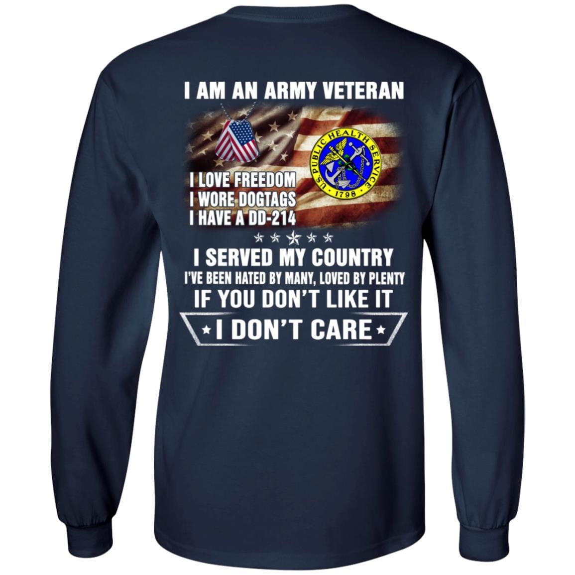 T-Shirt "I Am An Army Public Health Service Veteran" On Back-TShirt-Army-Veterans Nation
