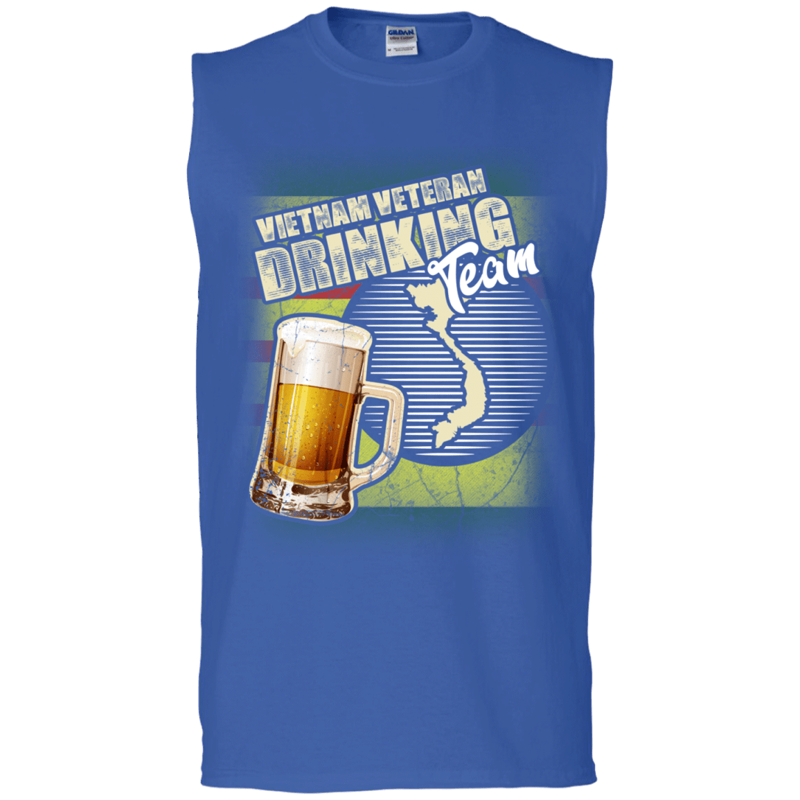 Military T-Shirt "Vietnam Veteran Drinking Beer Team" Front-TShirt-General-Veterans Nation