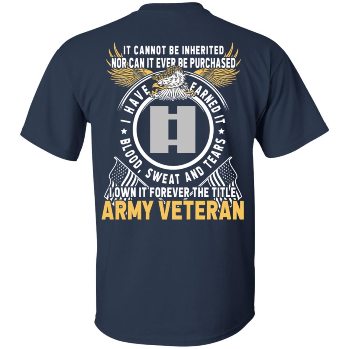 US Army O-3 Captain O3 CPT Commissioned Officer Ranks T-Shirt For Men On Back-TShirt-Army-Veterans Nation