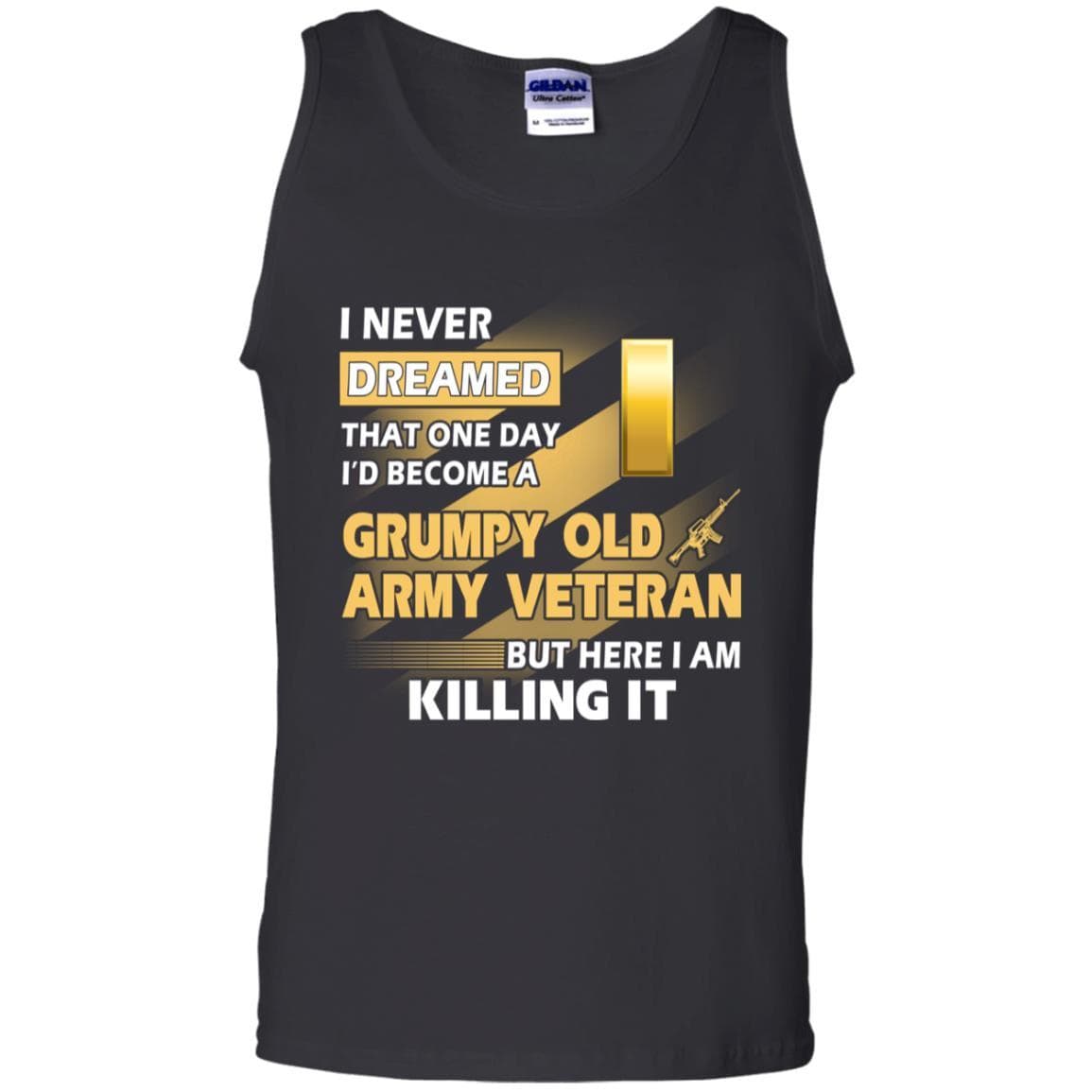 US Army T-Shirt "Grumpy Old Veteran" O-1 Second Lieutenant(2LT) On Front-TShirt-Army-Veterans Nation