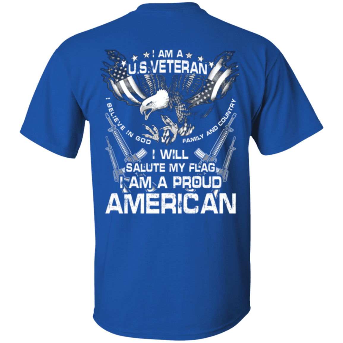 Military T-Shirt "Veteran - I Will Salute My Flag Proud American"-TShirt-General-Veterans Nation