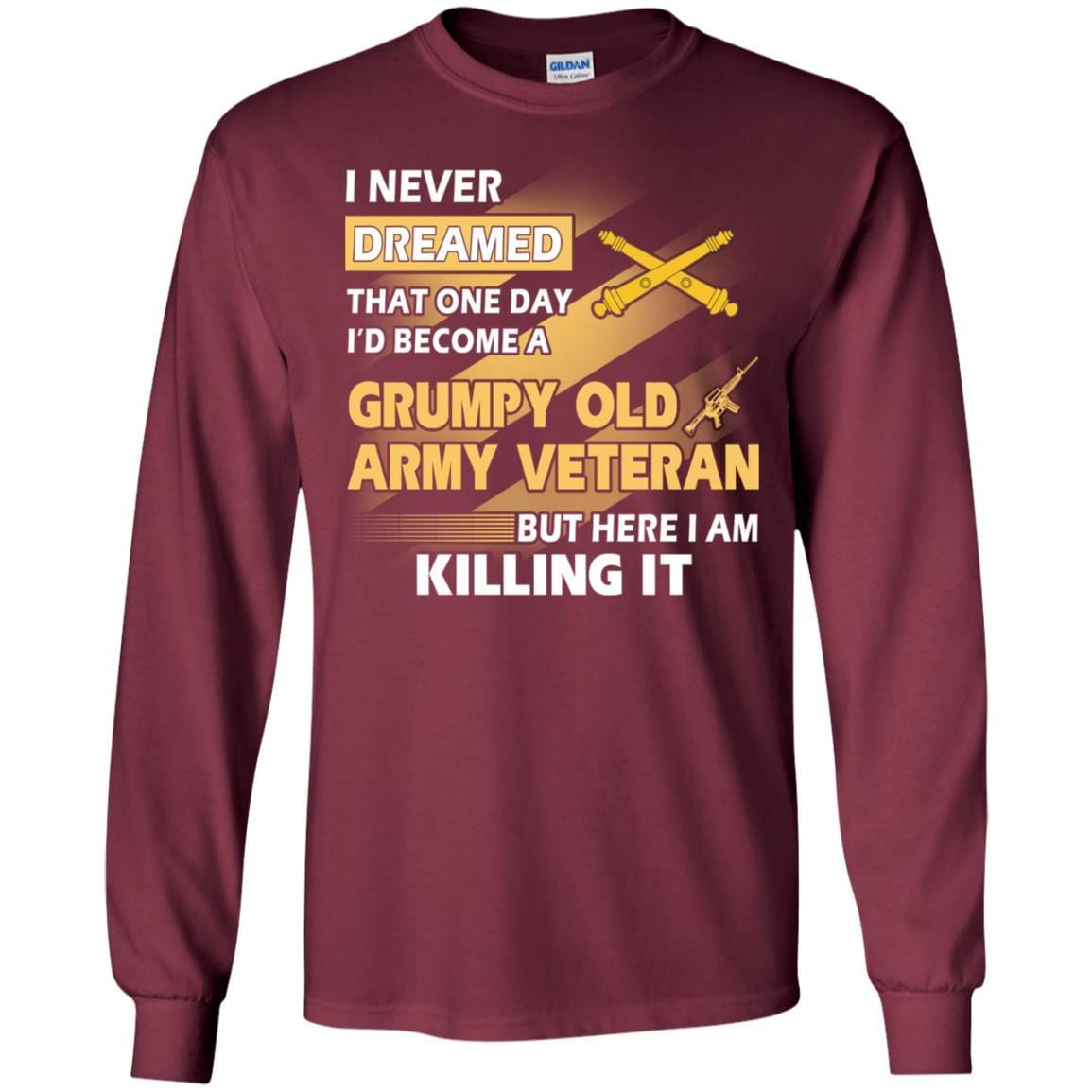 US Army T-Shirt "Field Artillery Grumpy Old Veteran" On Front-TShirt-Army-Veterans Nation