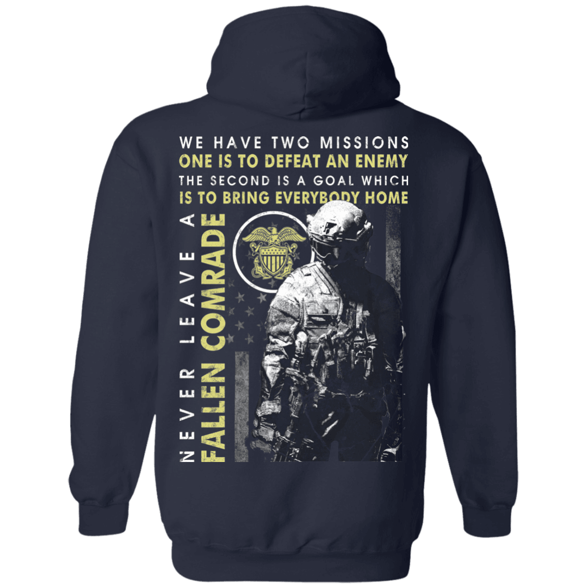 Never Leave A Fallen Comrade Navy Men Back T Shirts-TShirt-Navy-Veterans Nation