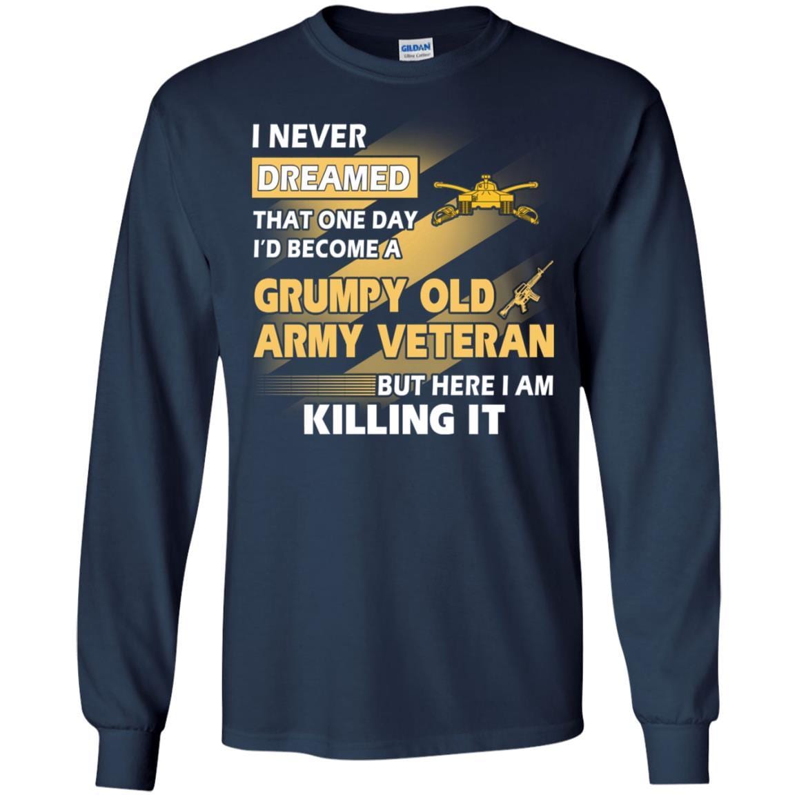 US Army T-Shirt "Armor Grumpy Old Veteran" On Front-TShirt-Army-Veterans Nation