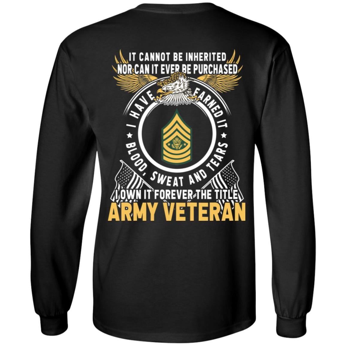 US Army E-9 Sergeant Major of the Army E9 SMA Noncommissioned Officer T-Shirt For Men On Back-TShirt-Army-Veterans Nation