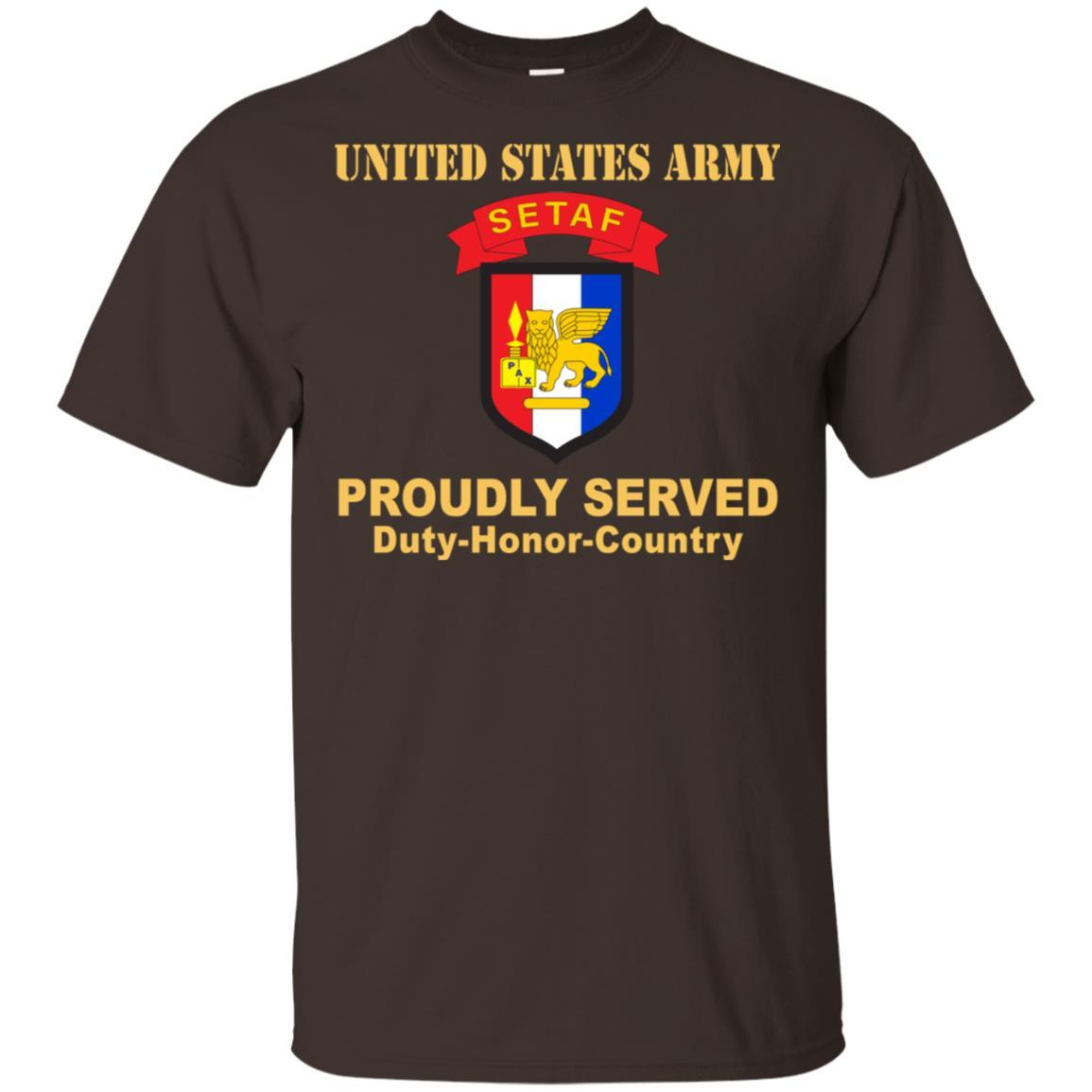 US ARMY USARAF-SETAF COMBAT SERVICE ID BADGE- Proudly Served T-Shirt On Front For Men-TShirt-Army-Veterans Nation