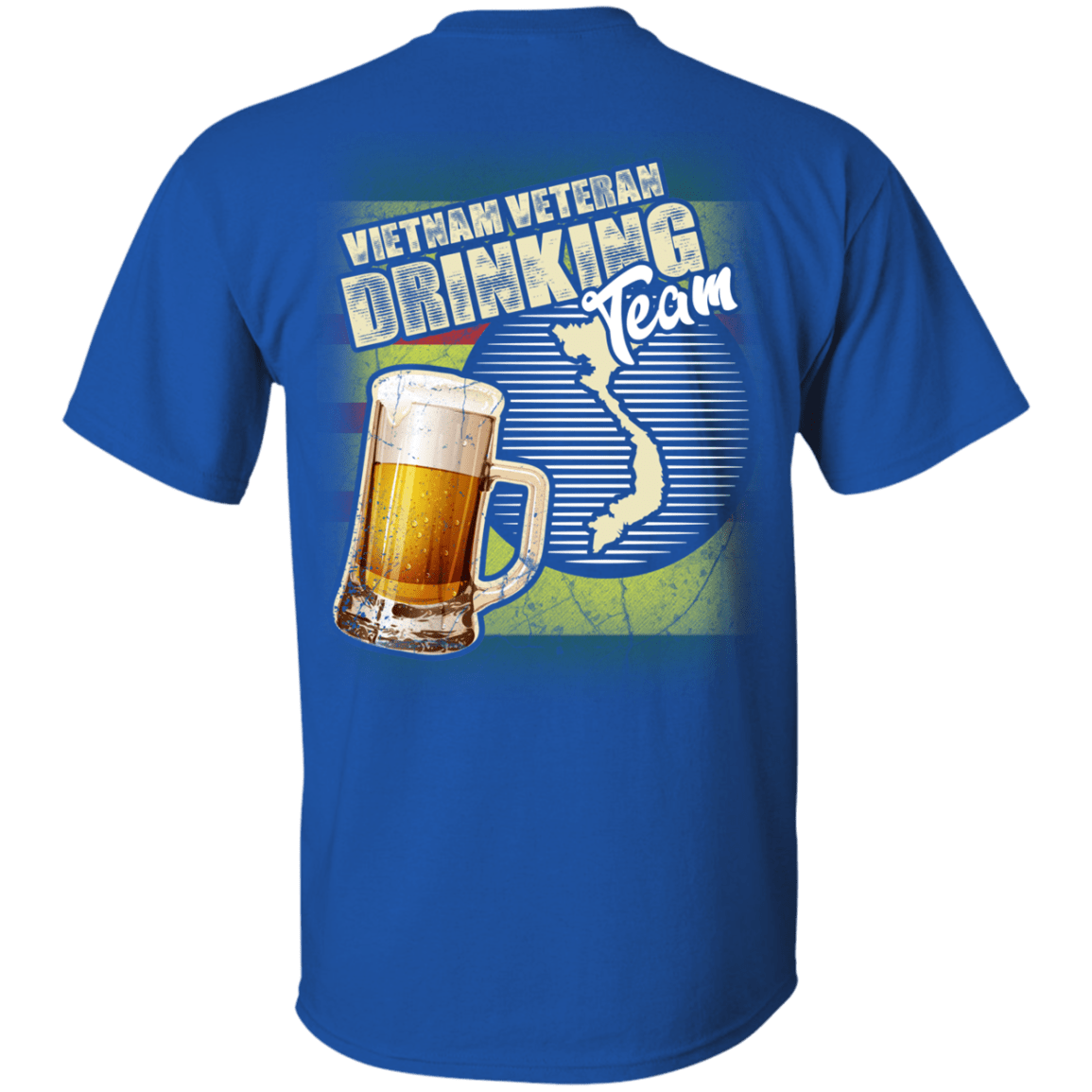 Military T-Shirt "Vietnam Veteran Drinking Bear Team Back"-TShirt-General-Veterans Nation