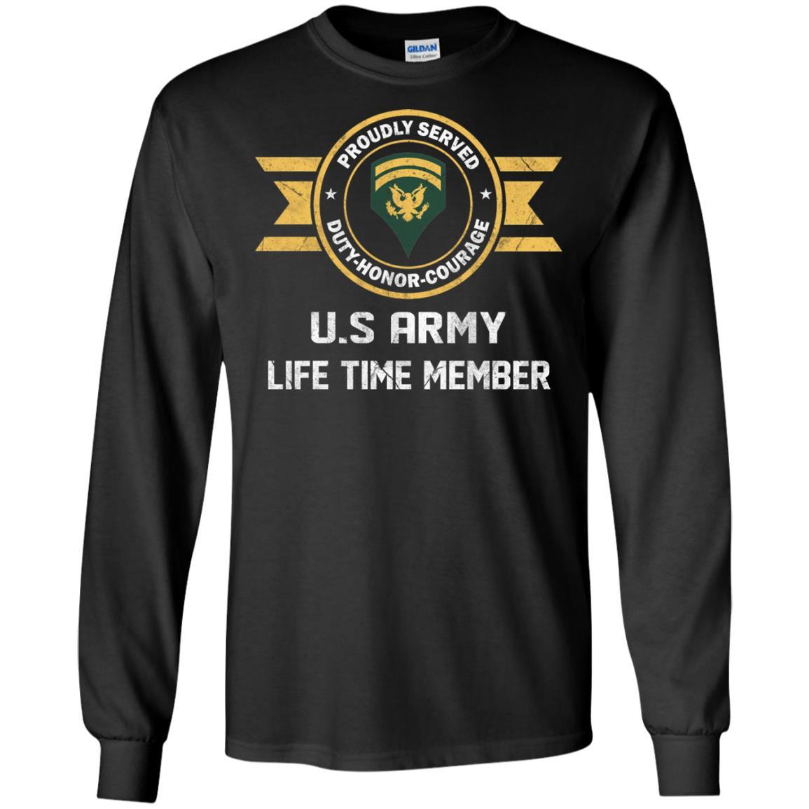Life Time Member - US Army E-6 SPC E6 Specialist Ranks Men T Shirt On Front-TShirt-Army-Veterans Nation