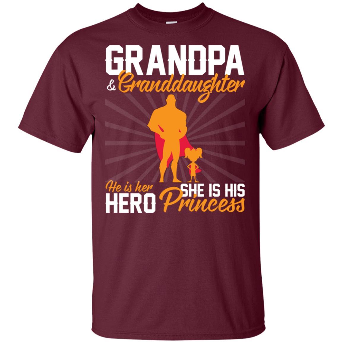Military T-Shirt "Grandpa & granddaughter he is her hero she is his princess On" Front-TShirt-General-Veterans Nation
