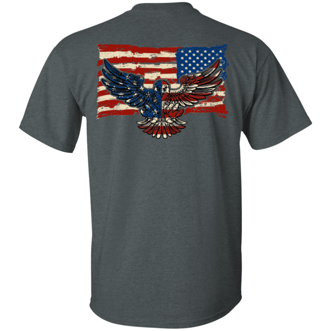 Military T-Shirt "Independence 4 of July Veteran Eagle Flag" Men Back-TShirt-General-Veterans Nation