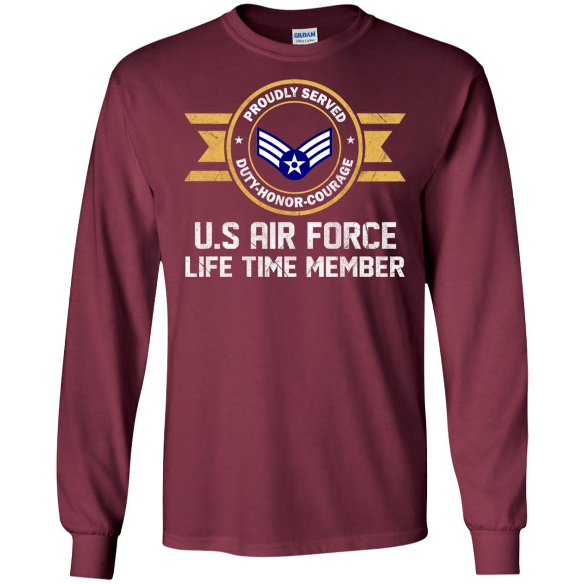 Life time member-US Air Force E-4 Senior Airman SrA E4 Enlisted Airman Ranks AF Rank Men T Shirt On Front-TShirt-USAF-Veterans Nation