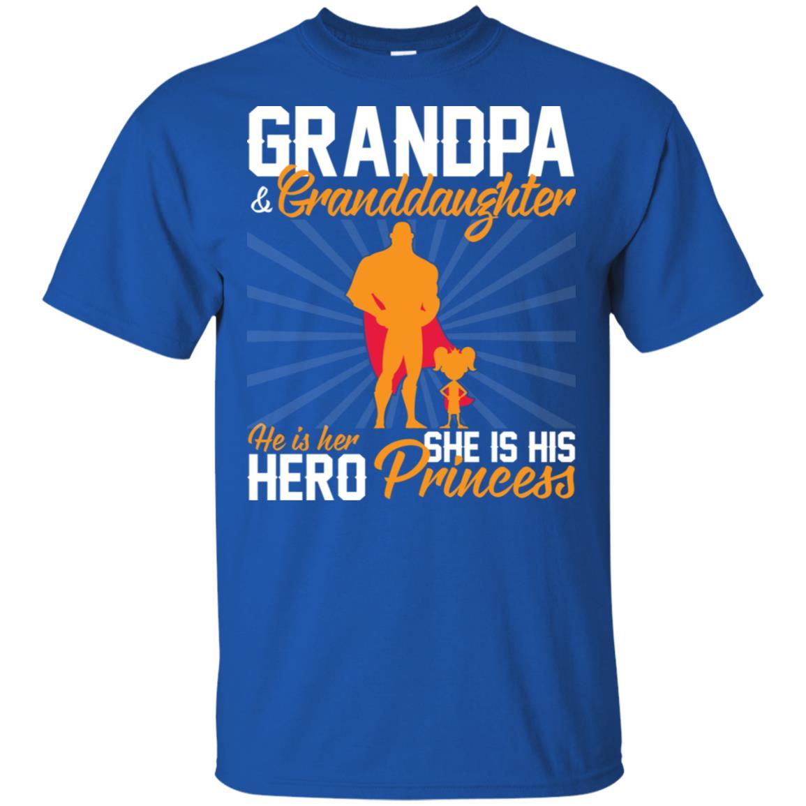 Military T-Shirt "Grandpa & granddaughter he is her hero she is his princess On" Front-TShirt-General-Veterans Nation