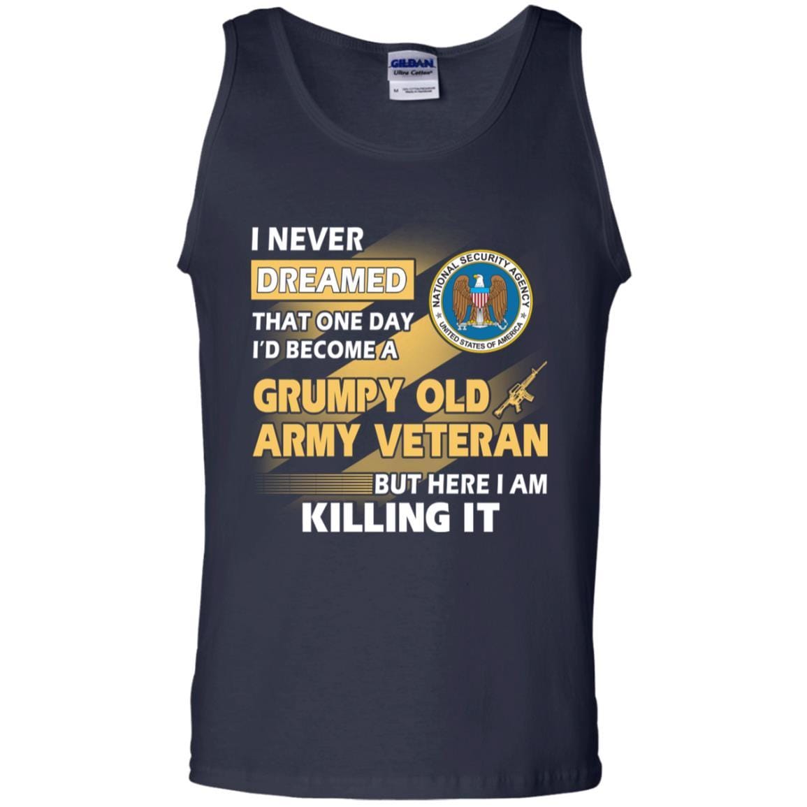 Military T-Shirt "U.S National Security Agency Grumpy Old Veteran On" Front-TShirt-General-Veterans Nation