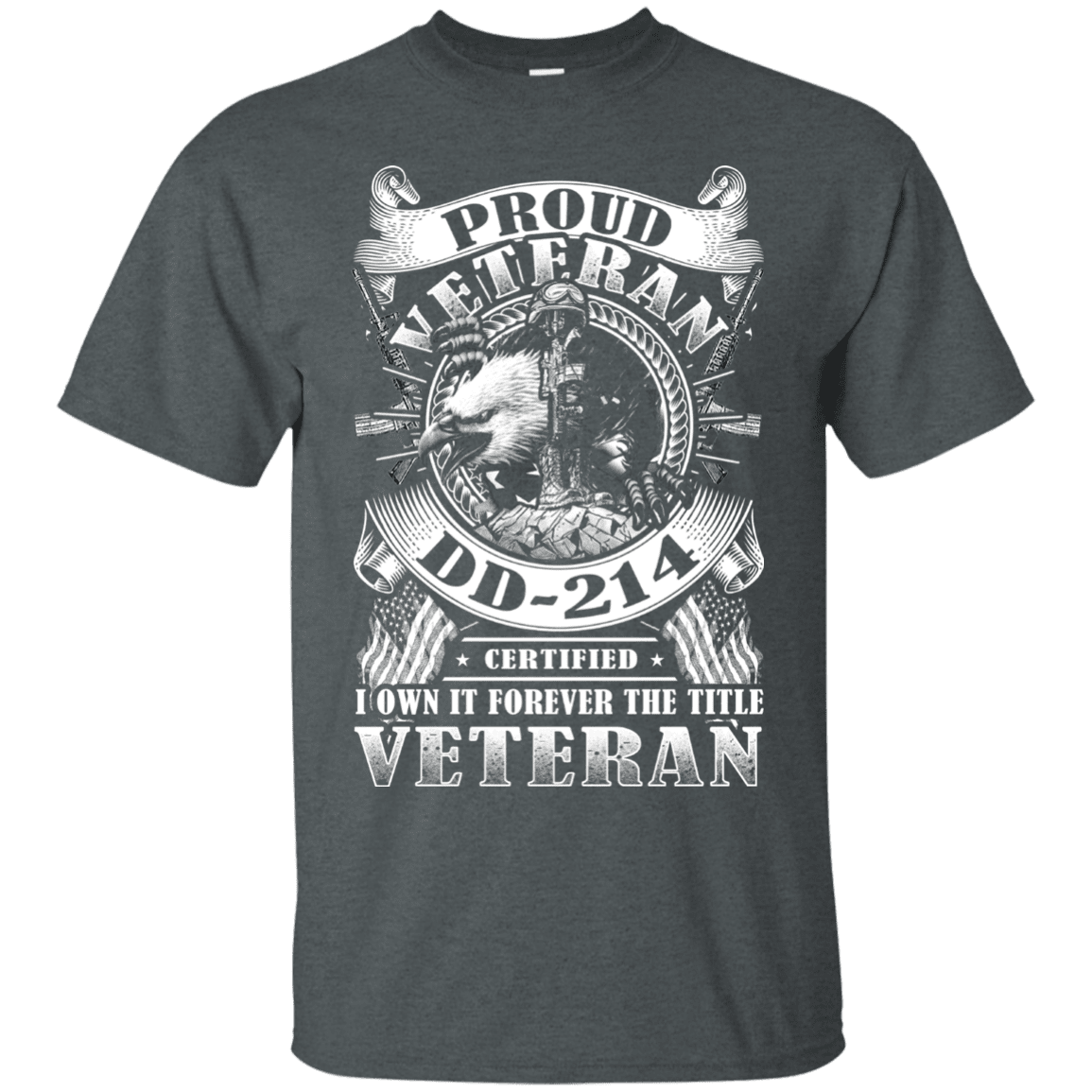 Military T-Shirt "Proud Veteran DD 214" Front-TShirt-General-Veterans Nation