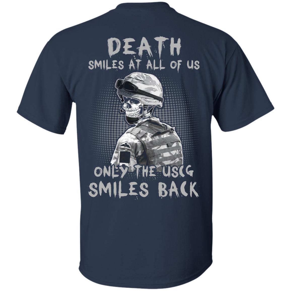 Death Smiles At All Of Us - Only The US Coast Guard Smiles Back Men T Shirt On Back-TShirt-USCG-Veterans Nation