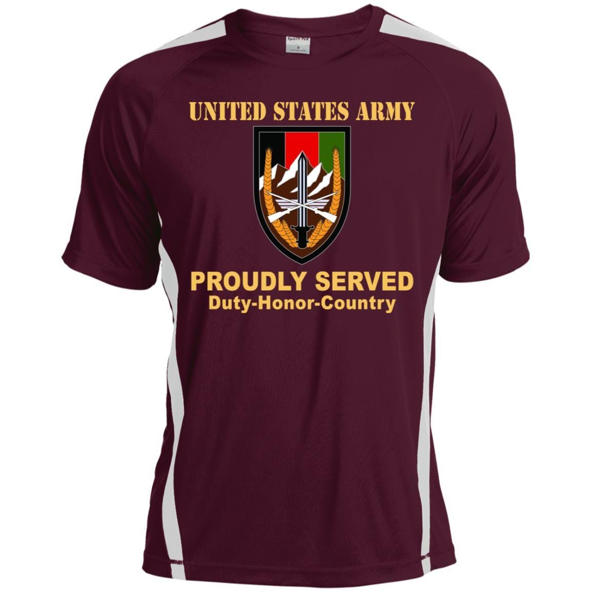 US ARMY CSIB ARMY ELEMENT, UNITED STATES FORCES-AFGHANISTAN- Proudly Served T-Shirt On Front For Men-TShirt-Army-Veterans Nation
