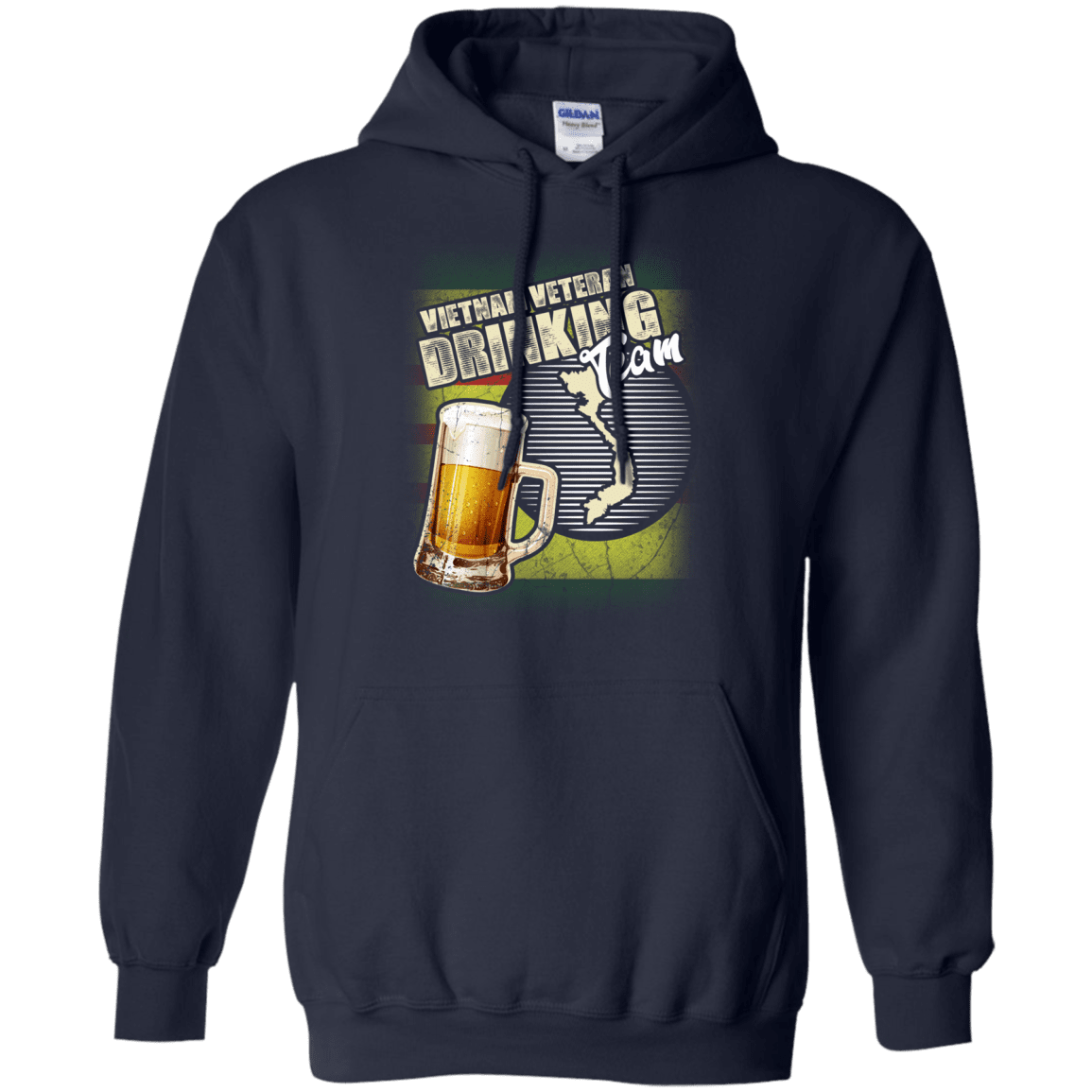 Military T-Shirt "Vietnam Veteran Drinking Beer Team" Front-TShirt-General-Veterans Nation