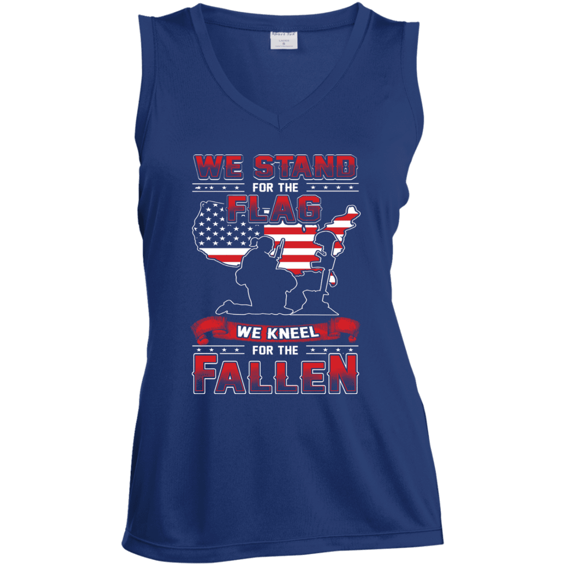Military T-Shirt "We Stand For The Flag Knell For The Fallen Female Veteran" Front-TShirt-General-Veterans Nation