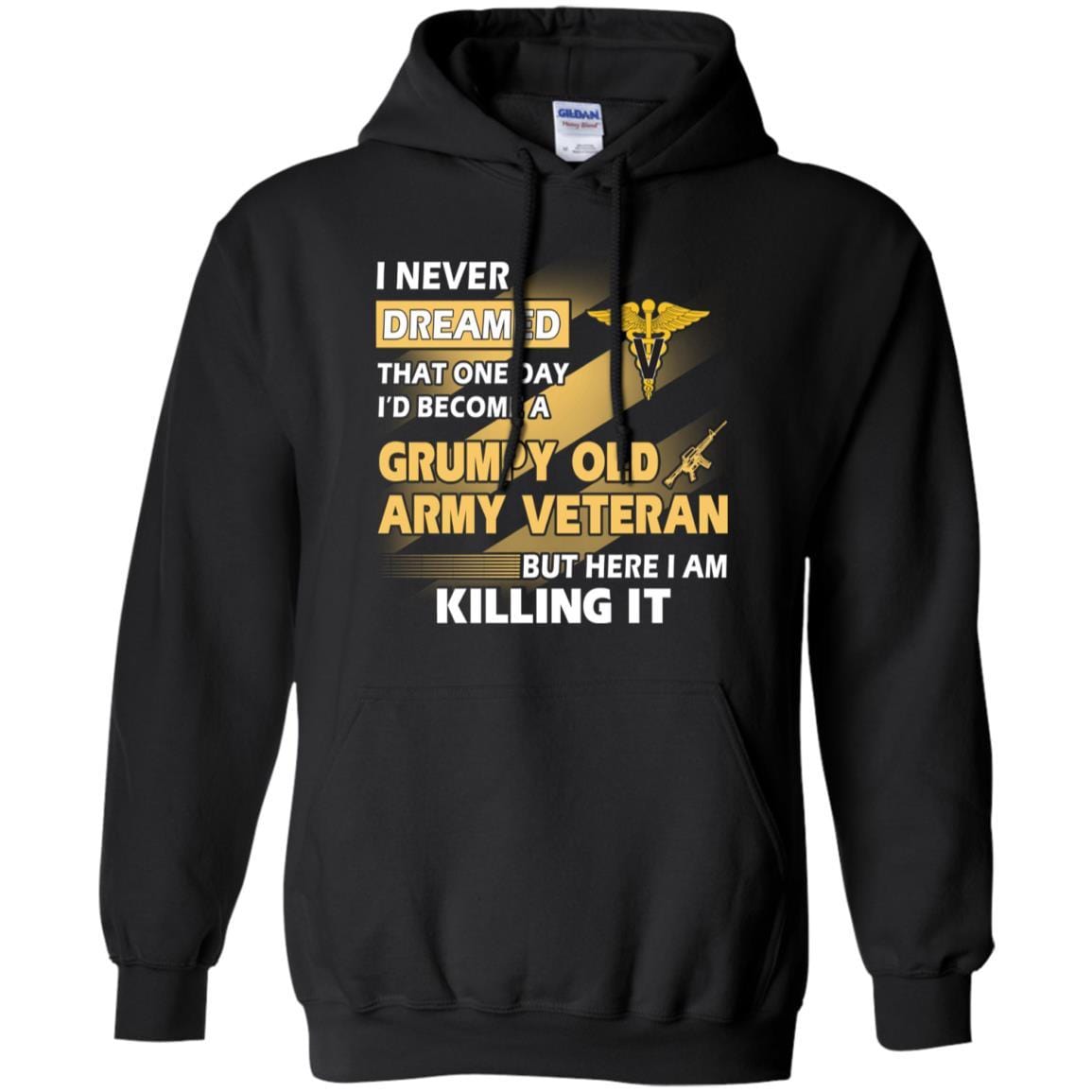 US Army T-Shirt "Veterinary Corps Grumpy Old Veteran" On Front-TShirt-Army-Veterans Nation