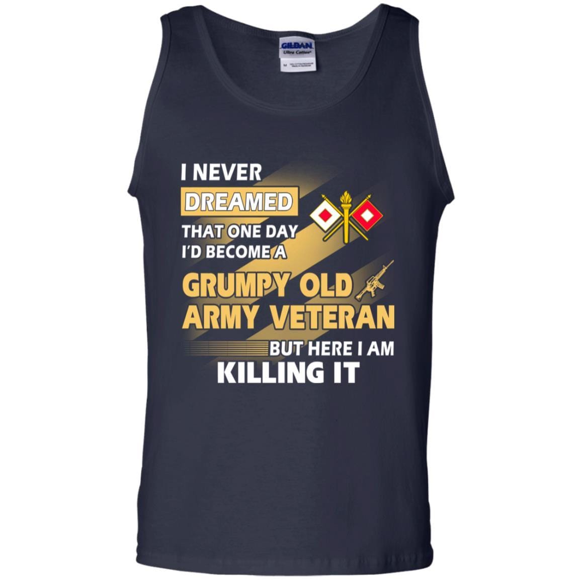 US Army T-Shirt "Signal Corps Grumpy Old Veteran" On Front-TShirt-Army-Veterans Nation