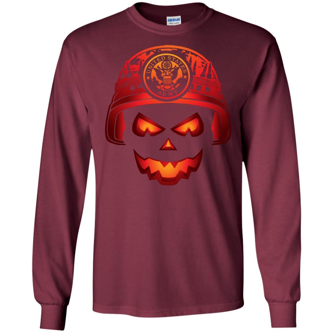US Army Halloween Skull Men T Shirt On Front-TShirt-Army-Veterans Nation