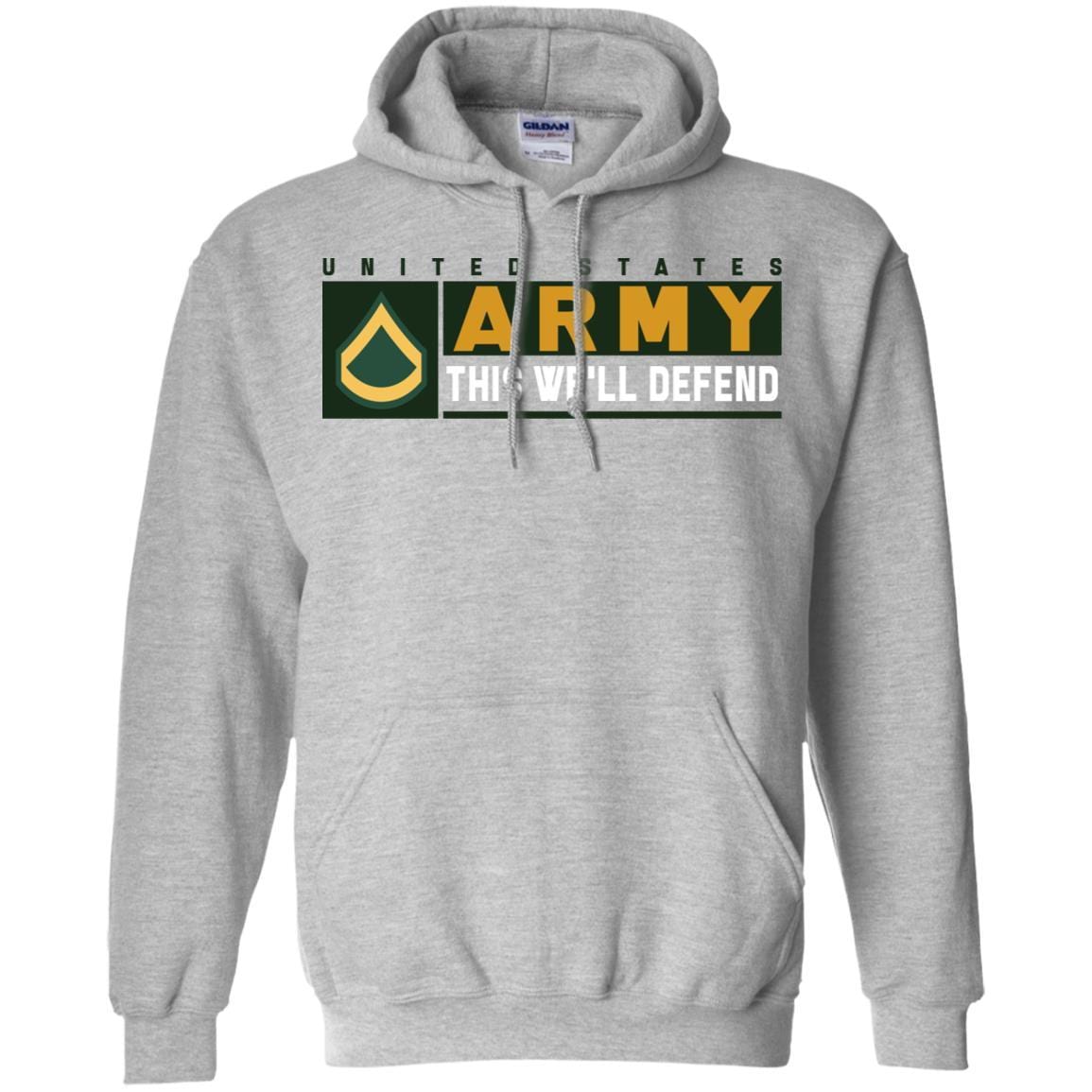 US Army E-3 Private First Class This We Will Defend Long Sleeve - Pullover Hoodie-TShirt-Army-Veterans Nation