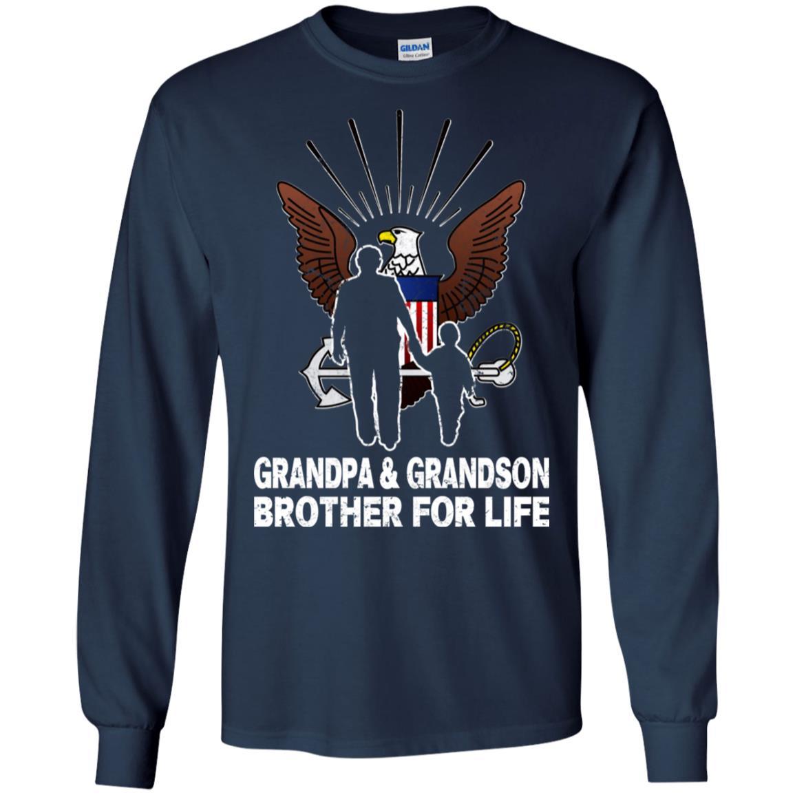 NAVY GRANDPA AND GRANDDAUGHTER ( GRANDSON ) BROTHER FOR LIFE T-Shirt On Front-TShirt-Navy-Veterans Nation