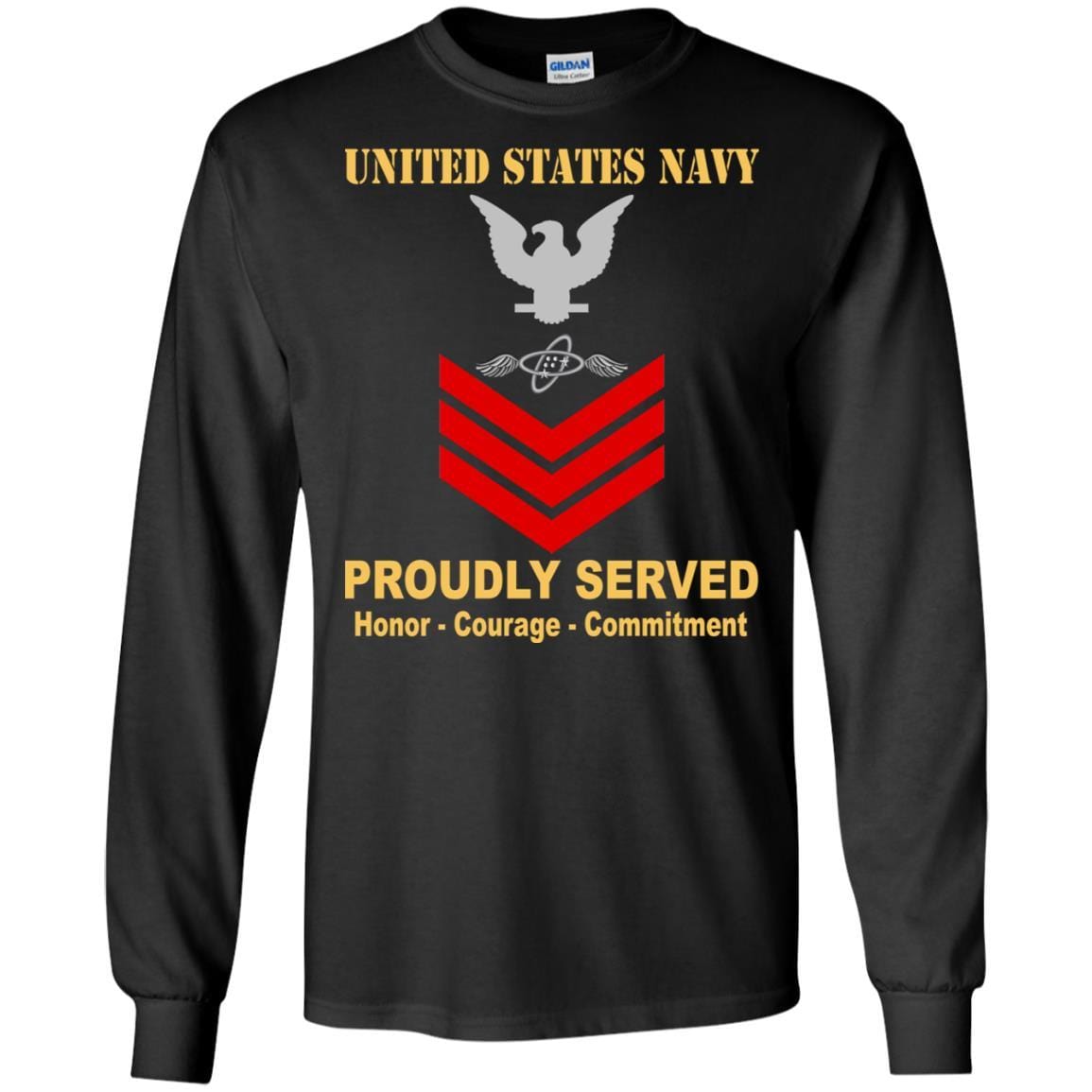 Navy Aviation Electronics Technician Navy AT E-6 Rating Badges Proudly Served T-Shirt For Men On Front-TShirt-Navy-Veterans Nation