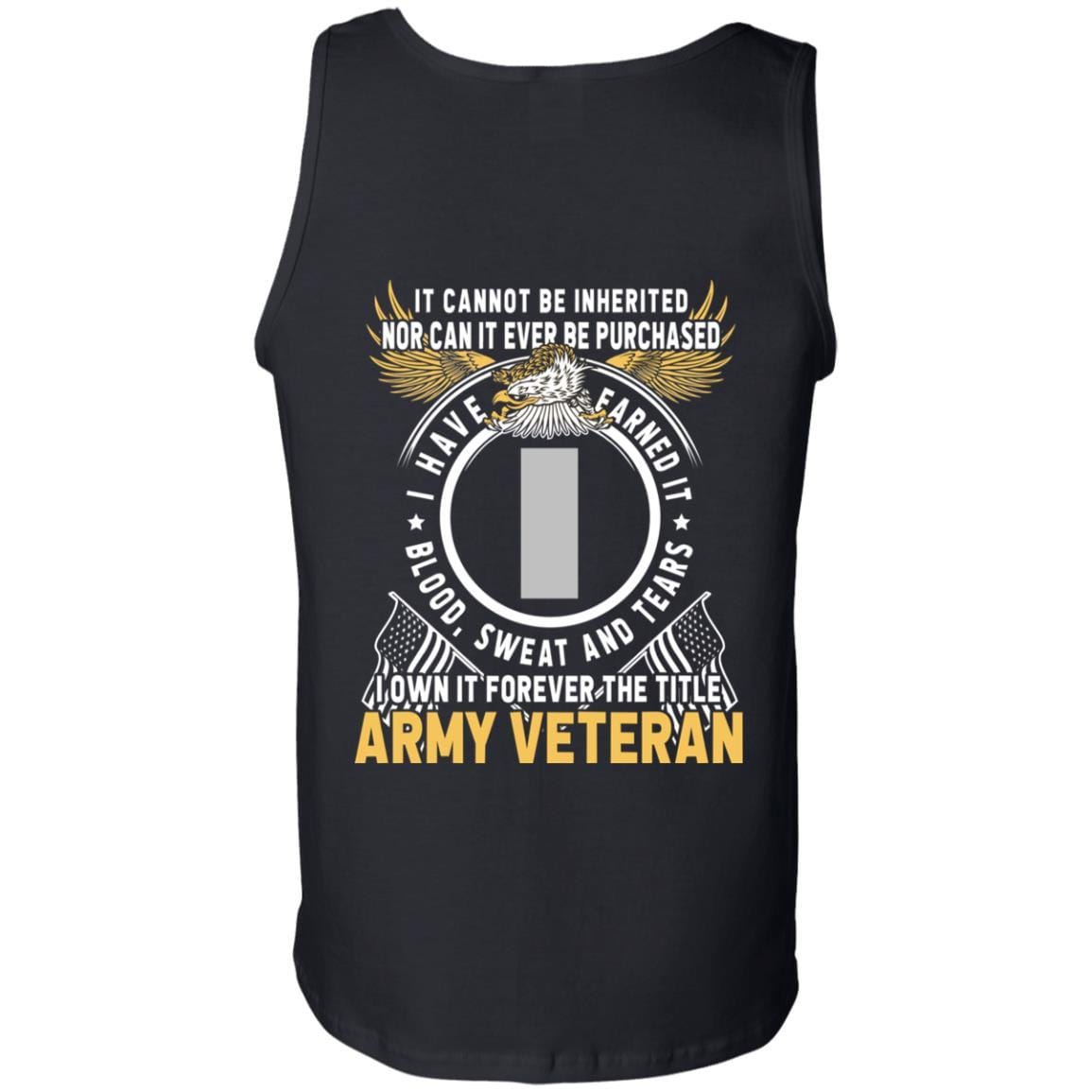 US Army O-2 First Lieutenant O2 1LT Commissioned Officer Ranks T-Shirt For Men On Back-TShirt-Army-Veterans Nation