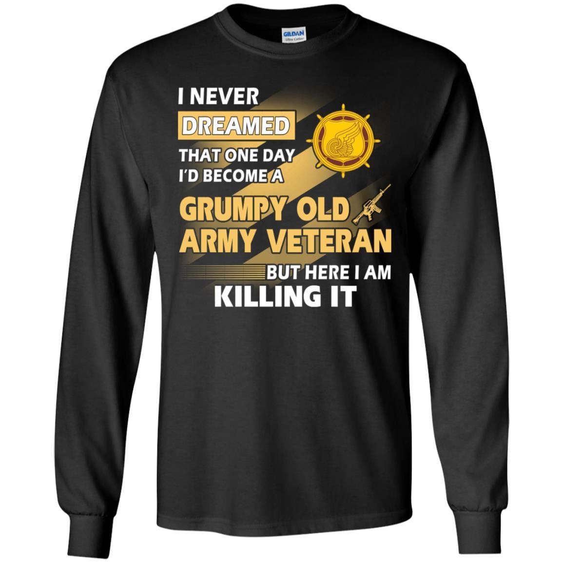 US Army T-Shirt "Transportation Corps Grumpy Old Veteran" On Front-TShirt-Army-Veterans Nation
