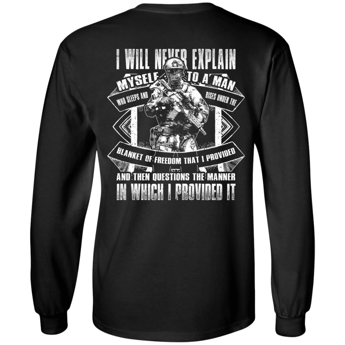 Military T-Shirt "I will never explain myself to a man" Men Back-TShirt-General-Veterans Nation