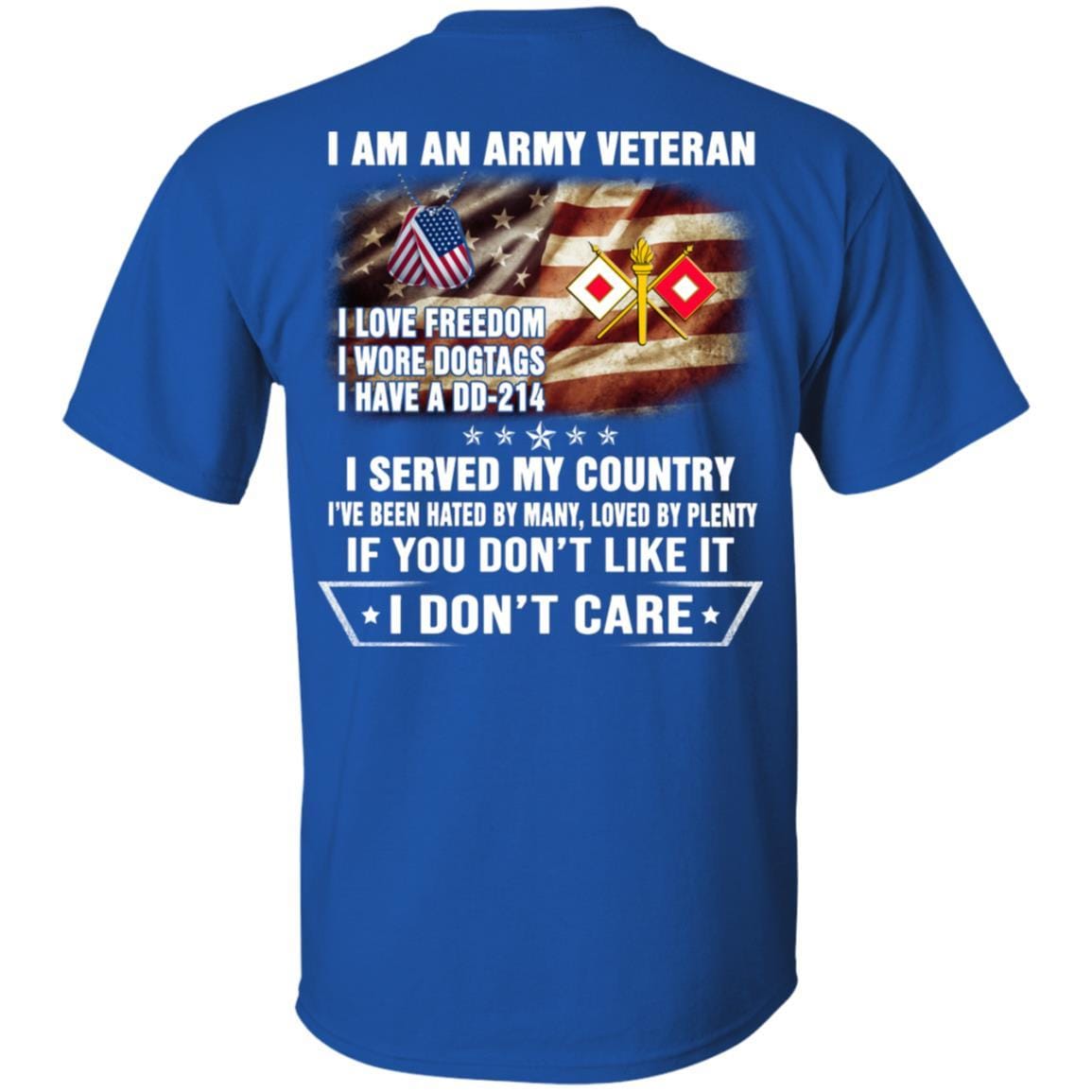 T-Shirt "I Am An Army Signal Corps Veteran" On Back-TShirt-Army-Veterans Nation