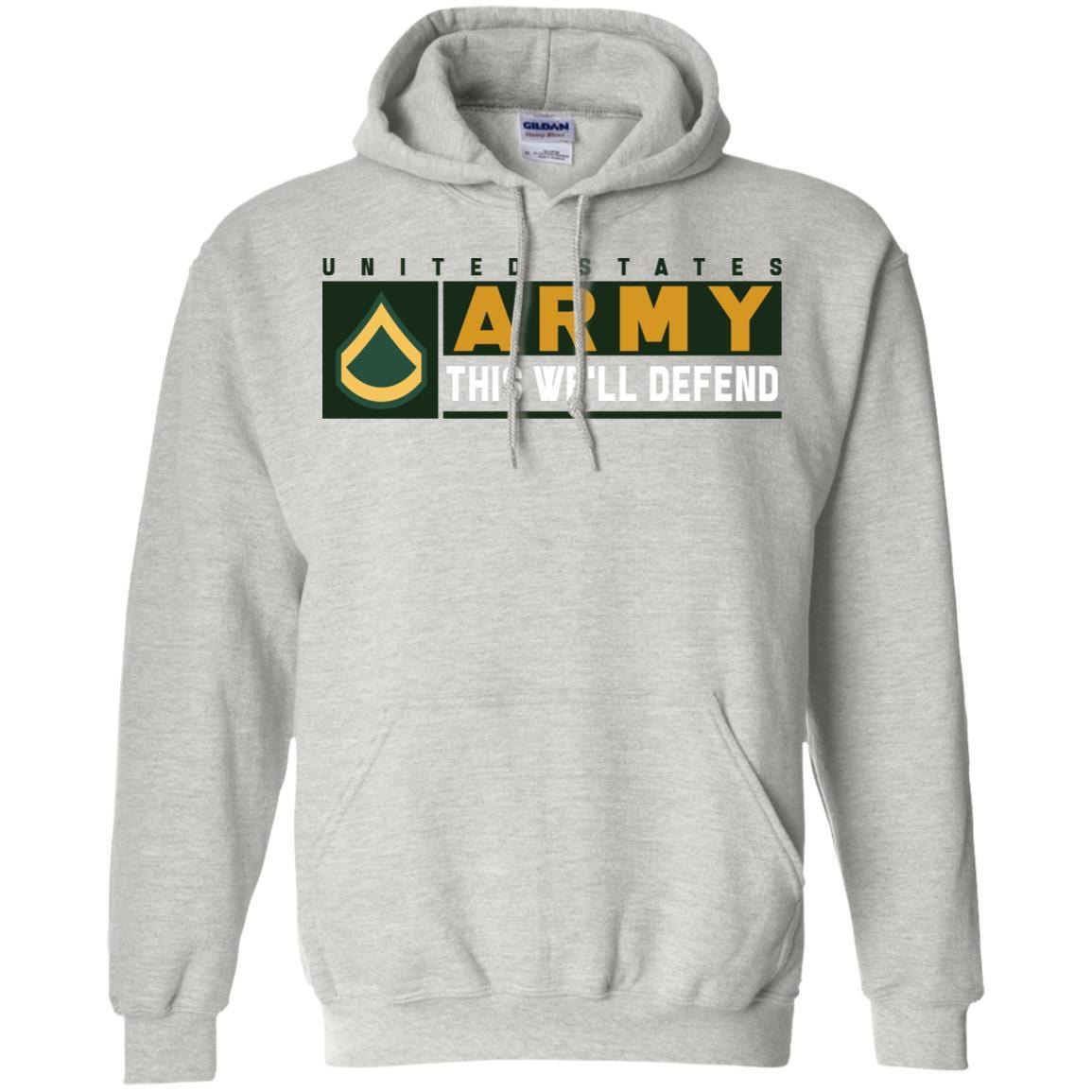 US Army E-3 Private First Class This We Will Defend Long Sleeve - Pullover Hoodie-TShirt-Army-Veterans Nation