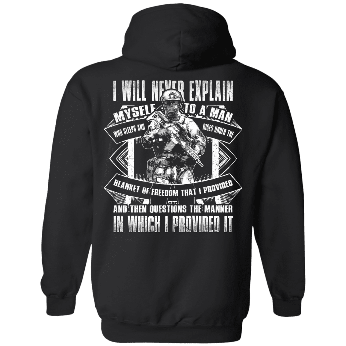 Military T-Shirt "I will never explain myself to a man" Men Back-TShirt-General-Veterans Nation
