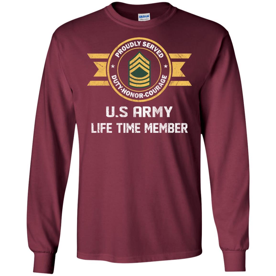 Life Time Member - US Army E-8 Master Sergeant E8 MSG Noncommissioned Officer Ranks Men T Shirt On Front-TShirt-Army-Veterans Nation