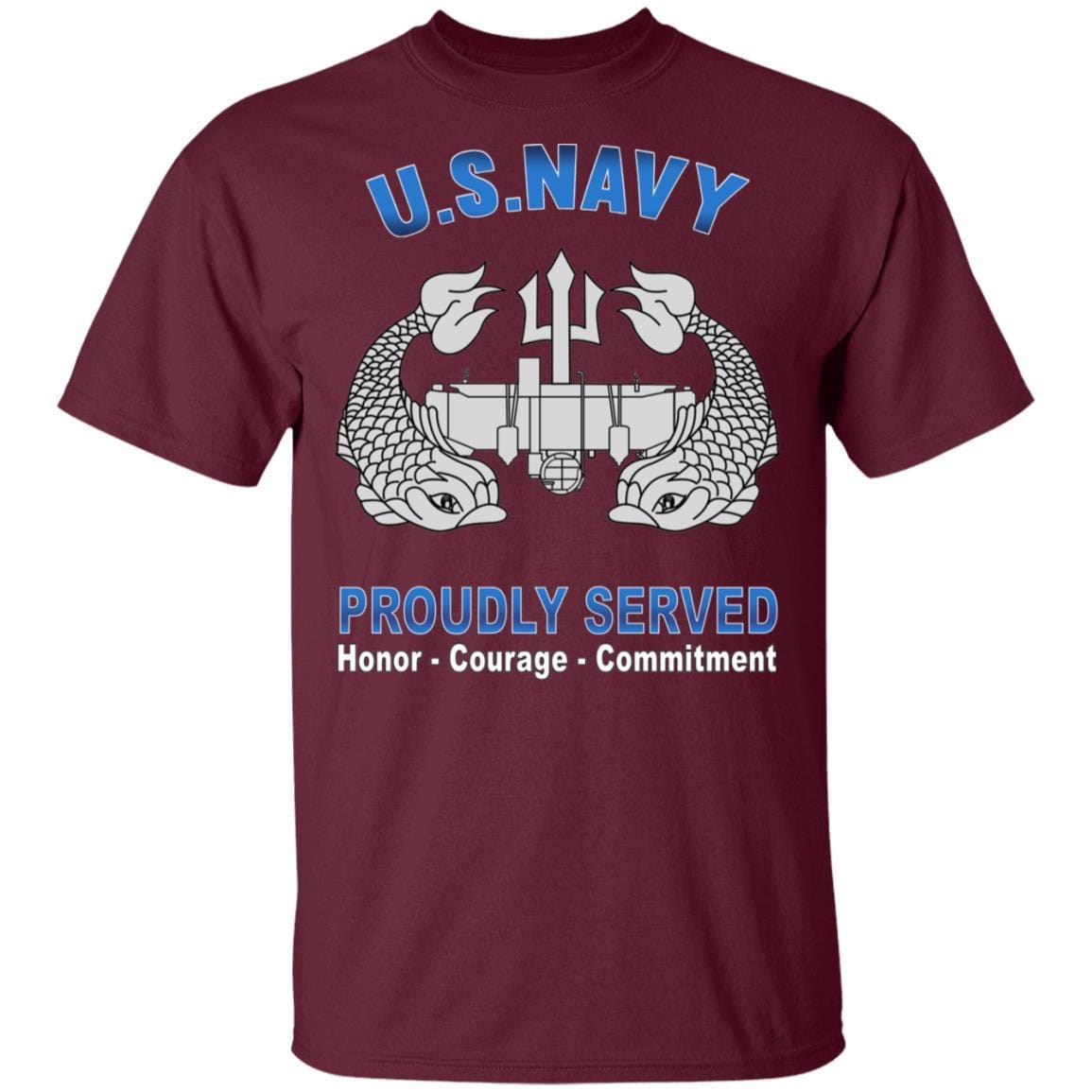US Navy Deep Submergence Enlisted Badge Proudly Served T-Shirt On Front-Apparel-Veterans Nation