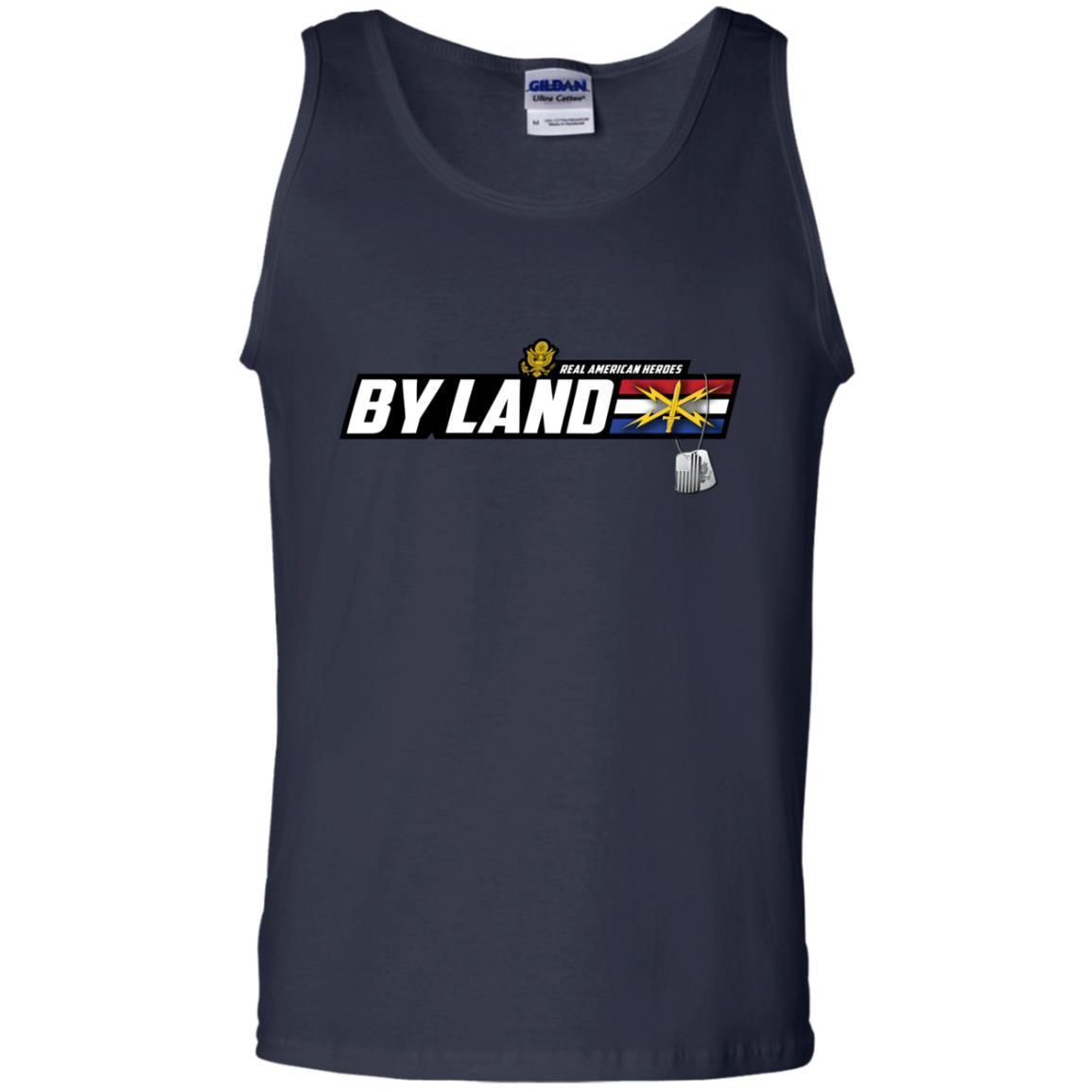 US Army T-Shirt "Cyber Corps Real American Heroes By Land" On Front-TShirt-Army-Veterans Nation