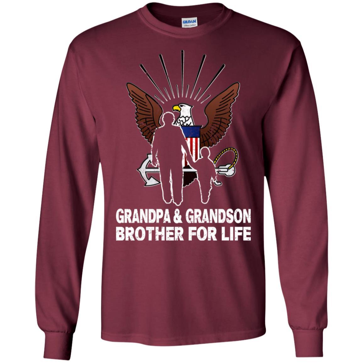 NAVY GRANDPA AND GRANDDAUGHTER ( GRANDSON ) BROTHER FOR LIFE T-Shirt On Front-TShirt-Navy-Veterans Nation