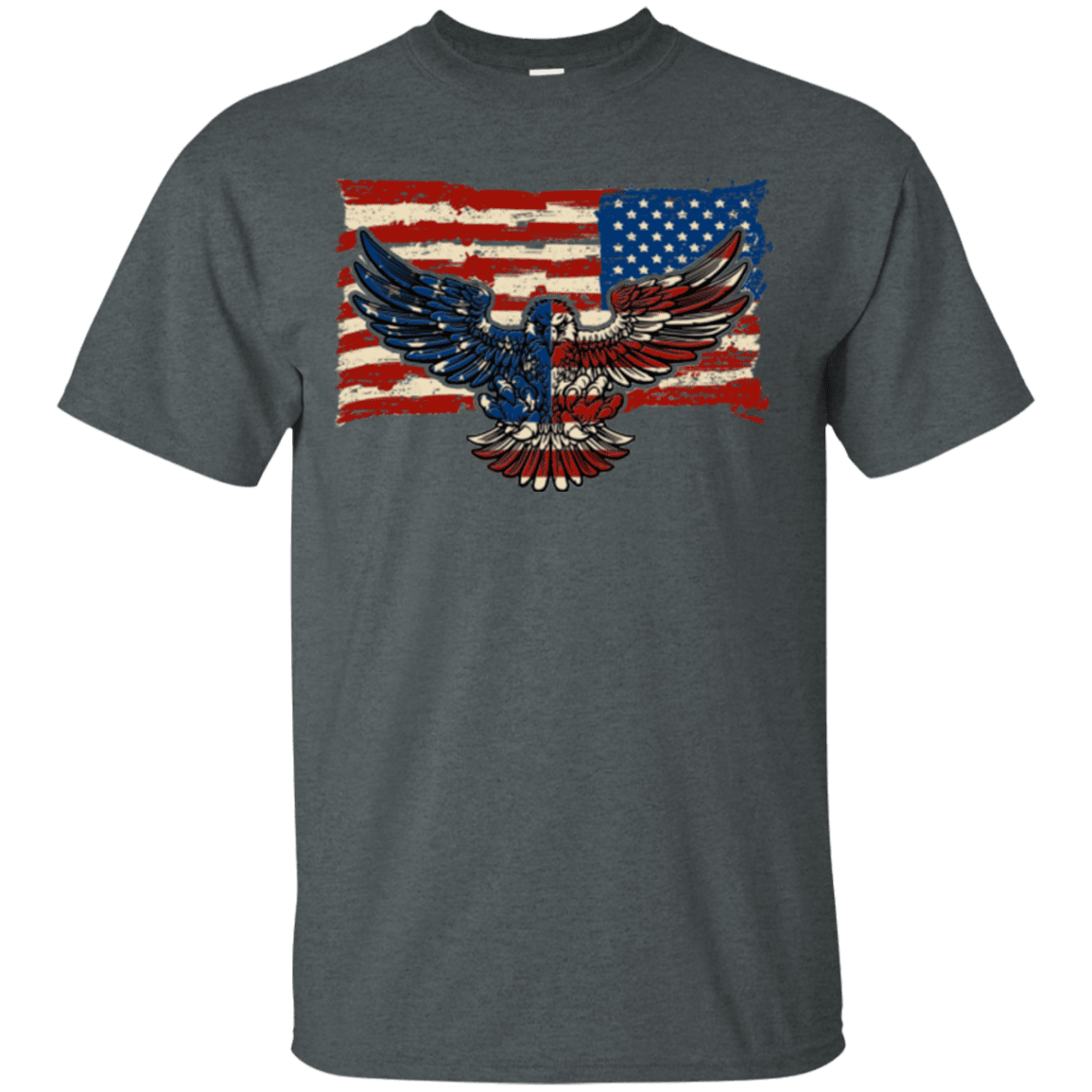 Military T-Shirt "Independence 4 of July Veteran Eagle Flag" Front-TShirt-General-Veterans Nation