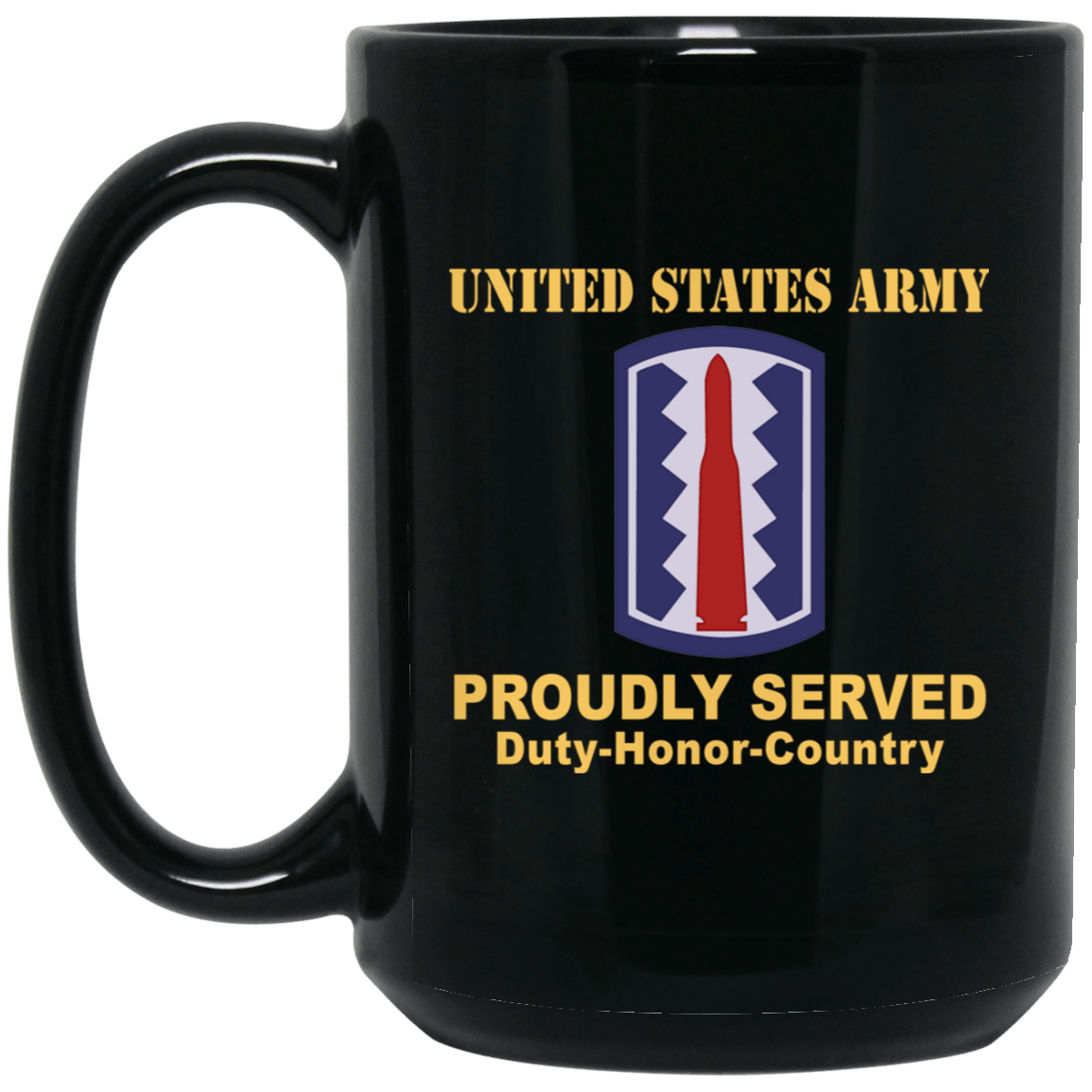 US ARMY 197TH INFANTRY BRIGADE - 11 oz - 15 oz Black Mug-Mug-Army-CSIB-Veterans Nation