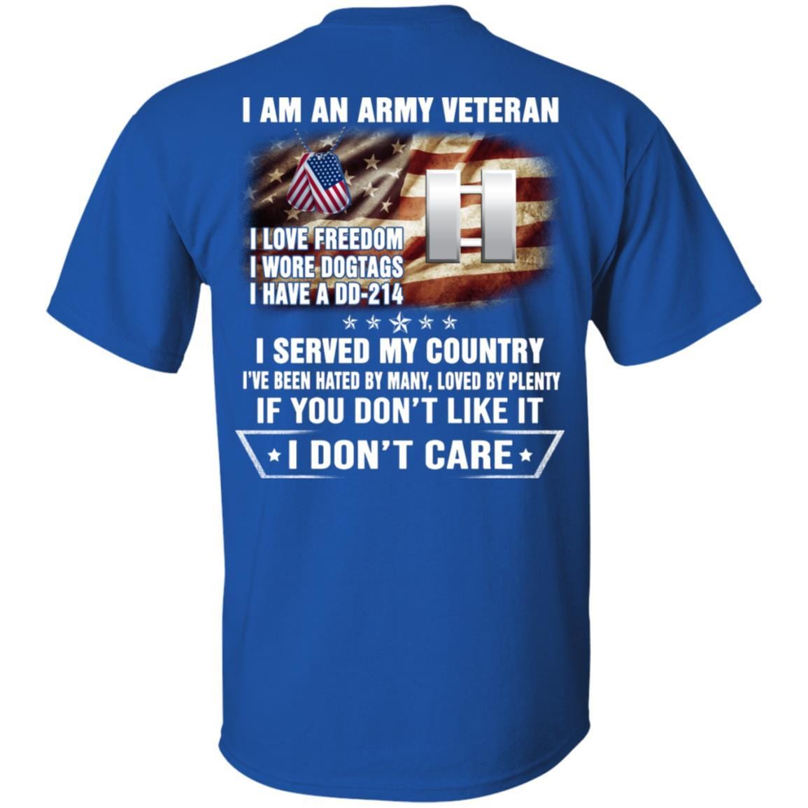T-Shirt "I Am An Army Veteran" O-3 Captain(CPT)Rank On Back-TShirt-Army-Veterans Nation