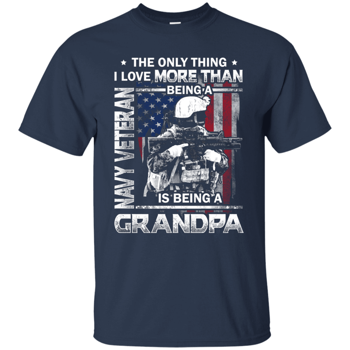 Navy Veteran I love Being A Grandpa Men Front T Shirts-TShirt-Navy-Veterans Nation