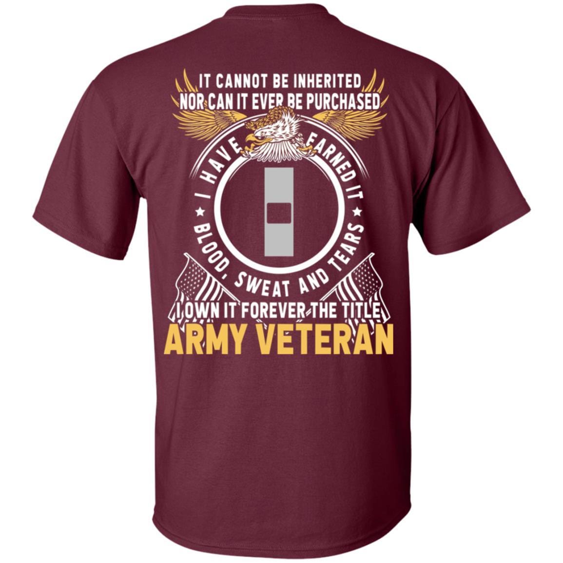 US Army W-1 Warrant Officer 1 W1 WO1 Warrant Officer Ranks T-Shirt For Men On Back-TShirt-Army-Veterans Nation
